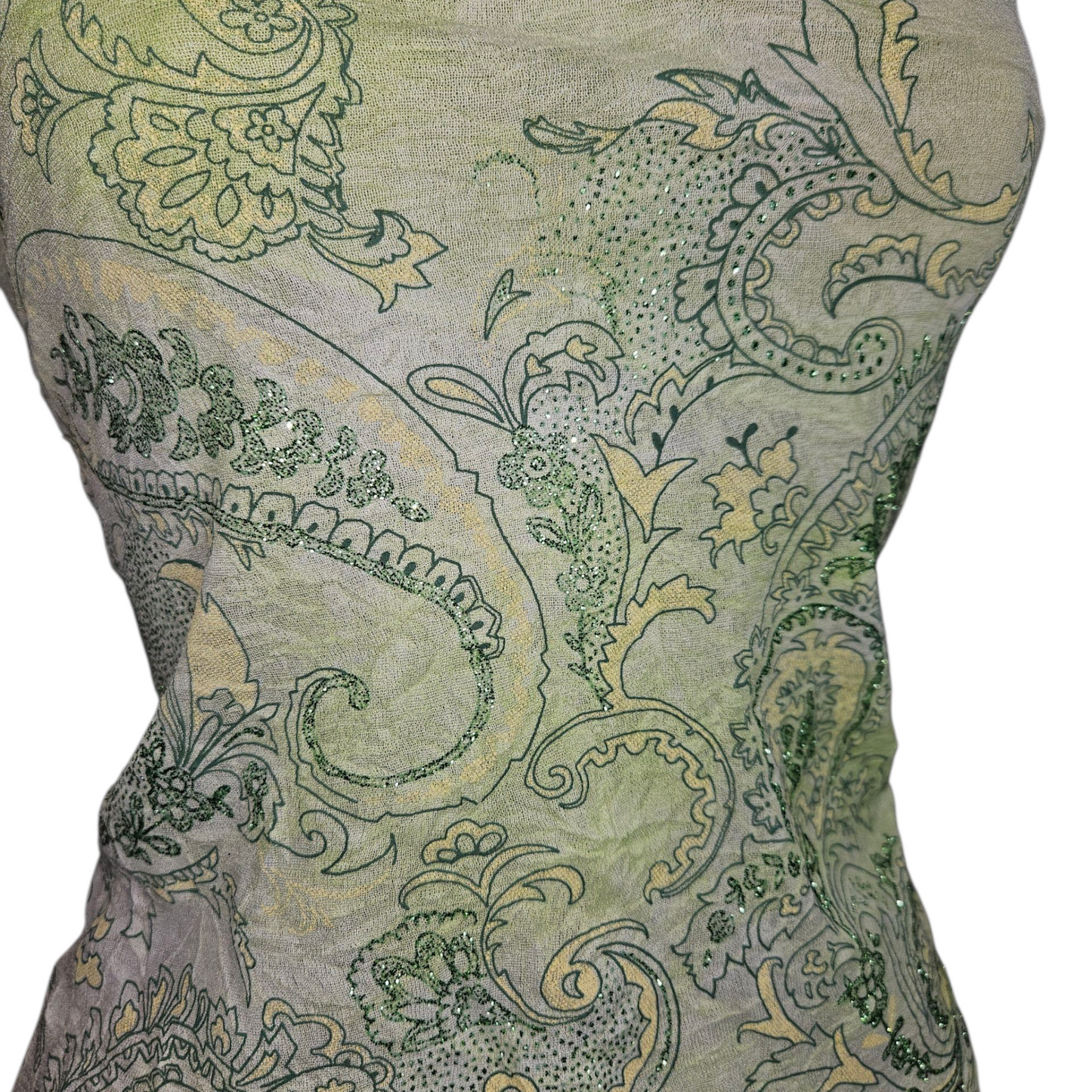 Green asymmetrical strapless top