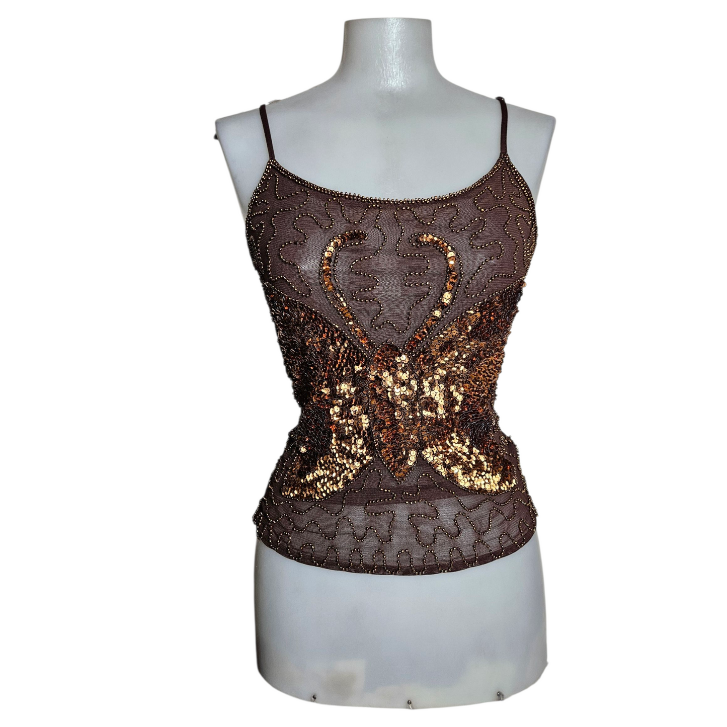 Brown voile top with sequins