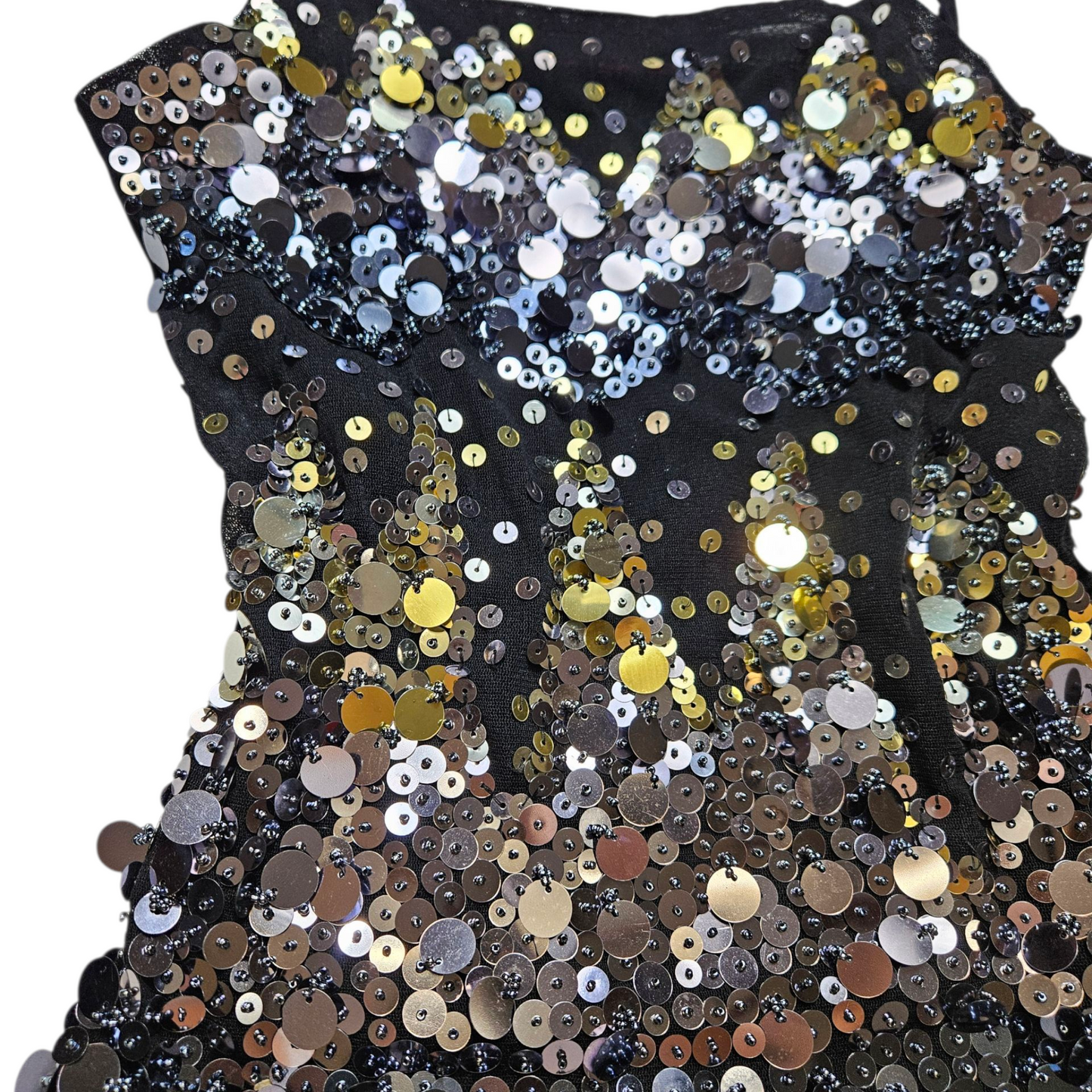 Black sequin voile top