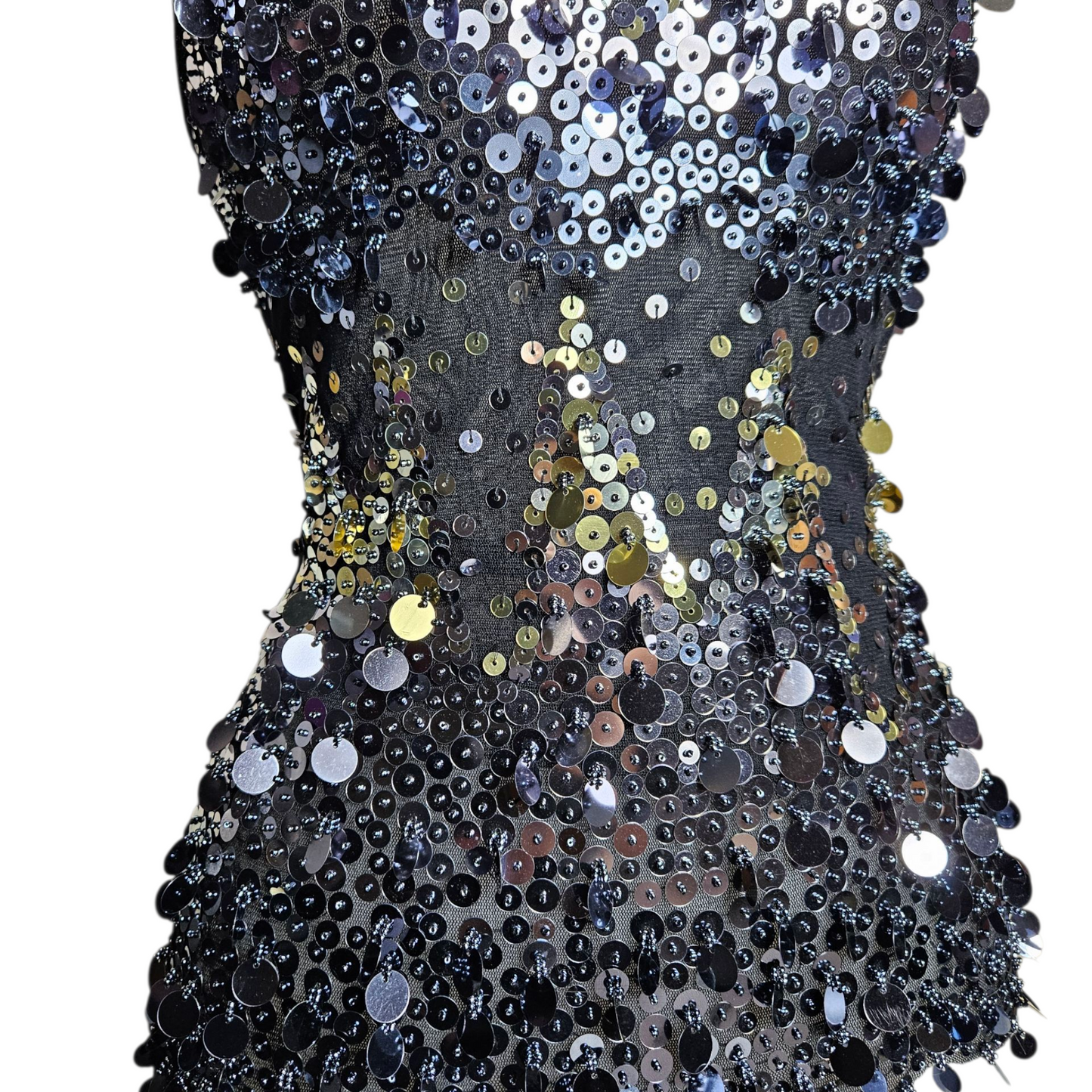 Black sequin voile top