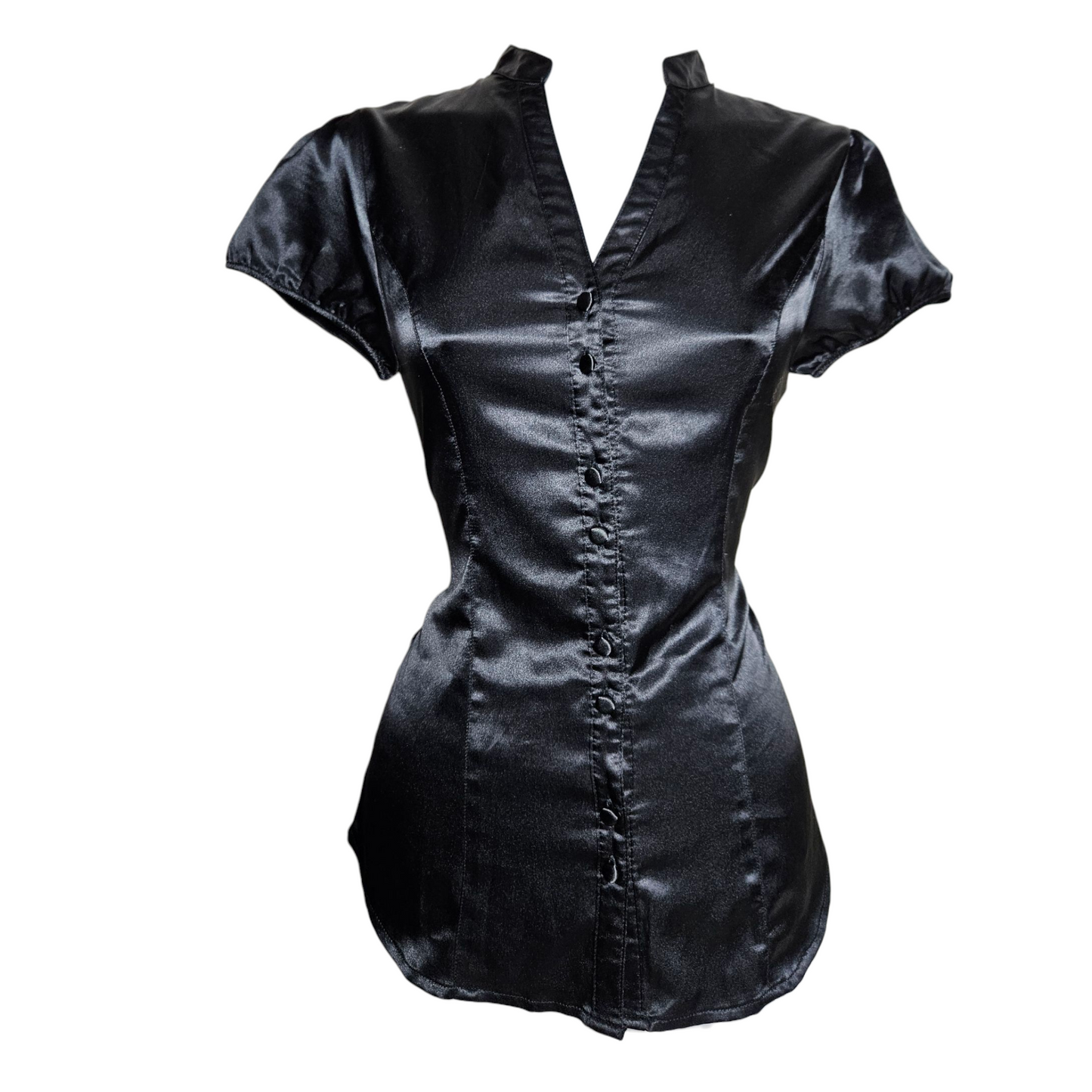 Chemise satinée noire