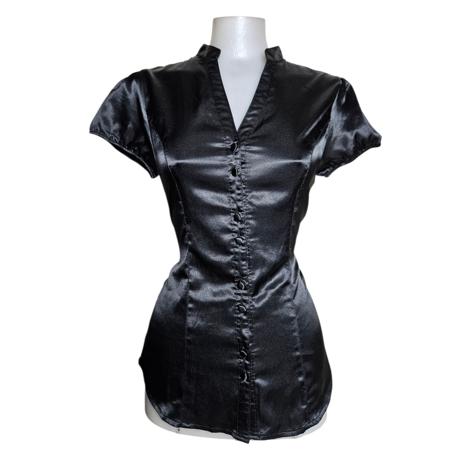 Chemise satinée noire