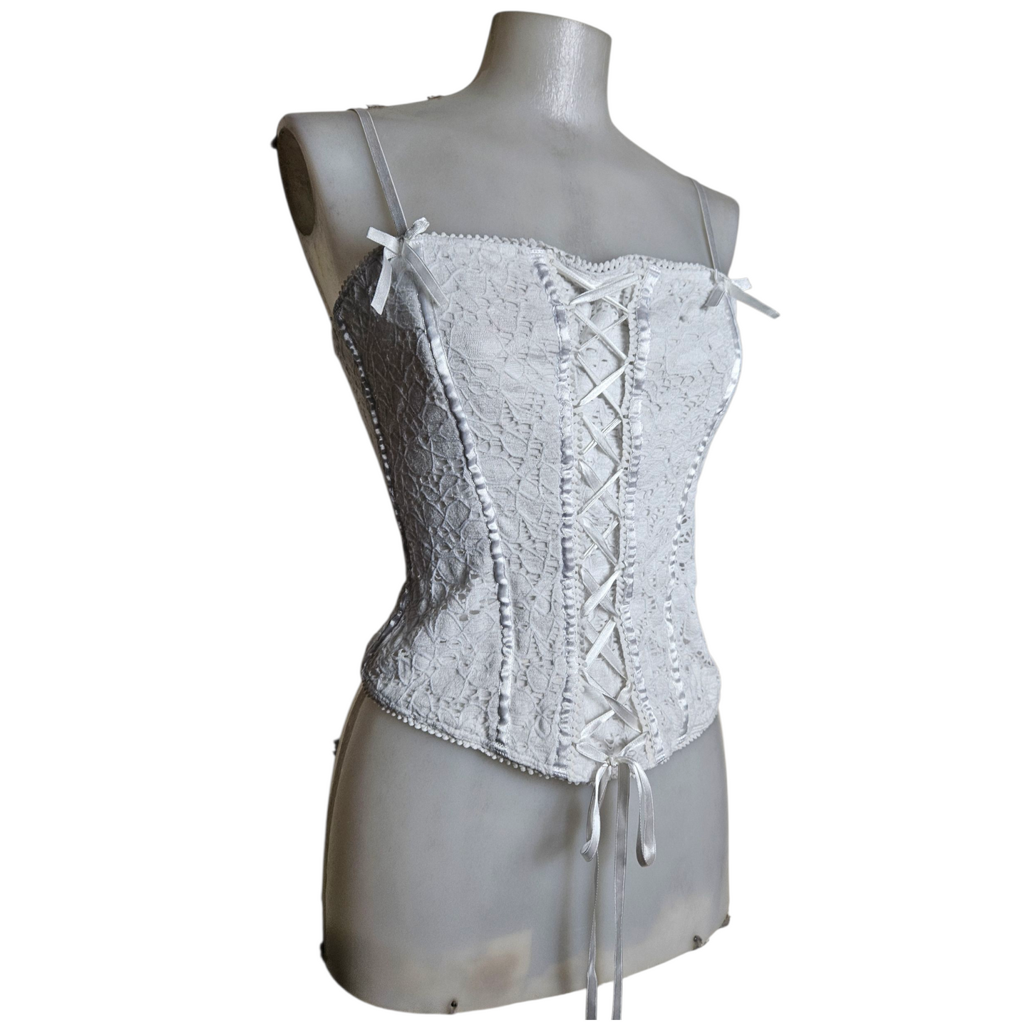 White lace top with lacing