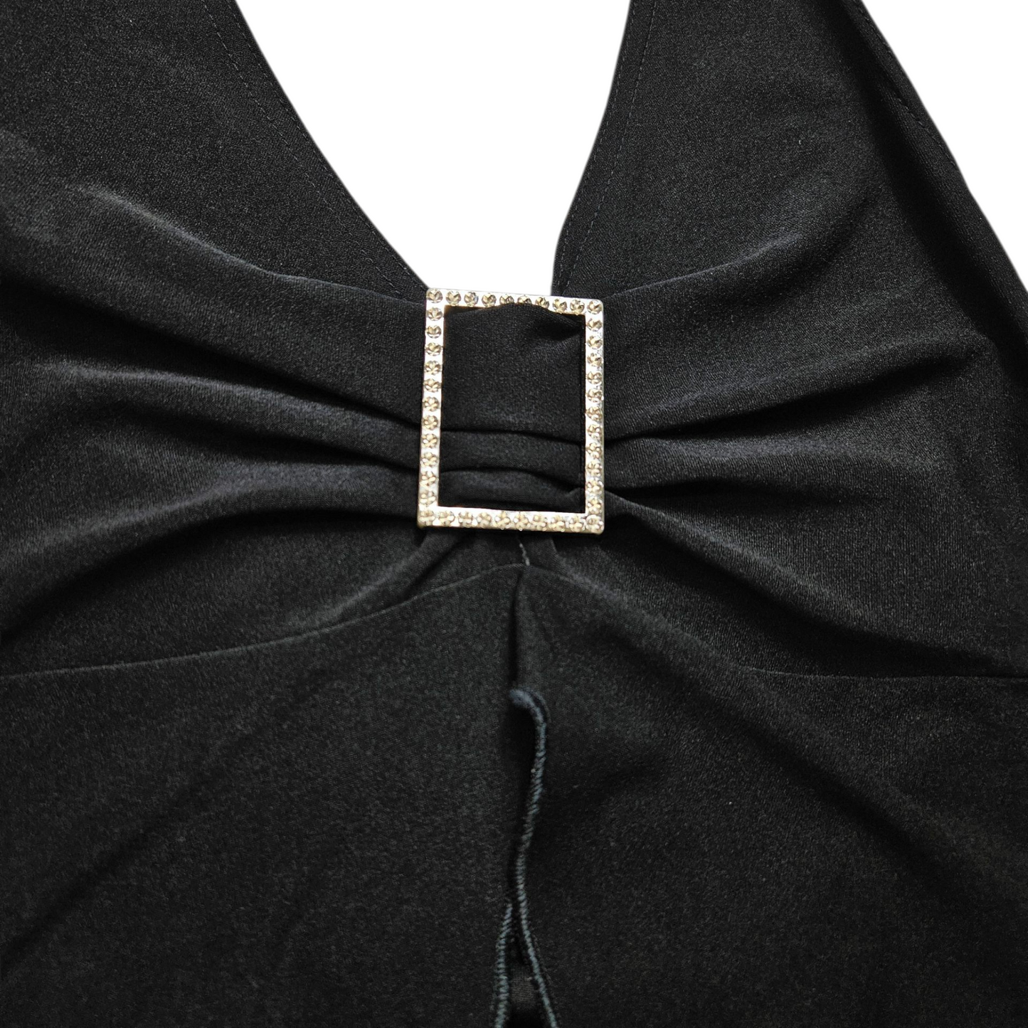 Black open back with silver buckle details