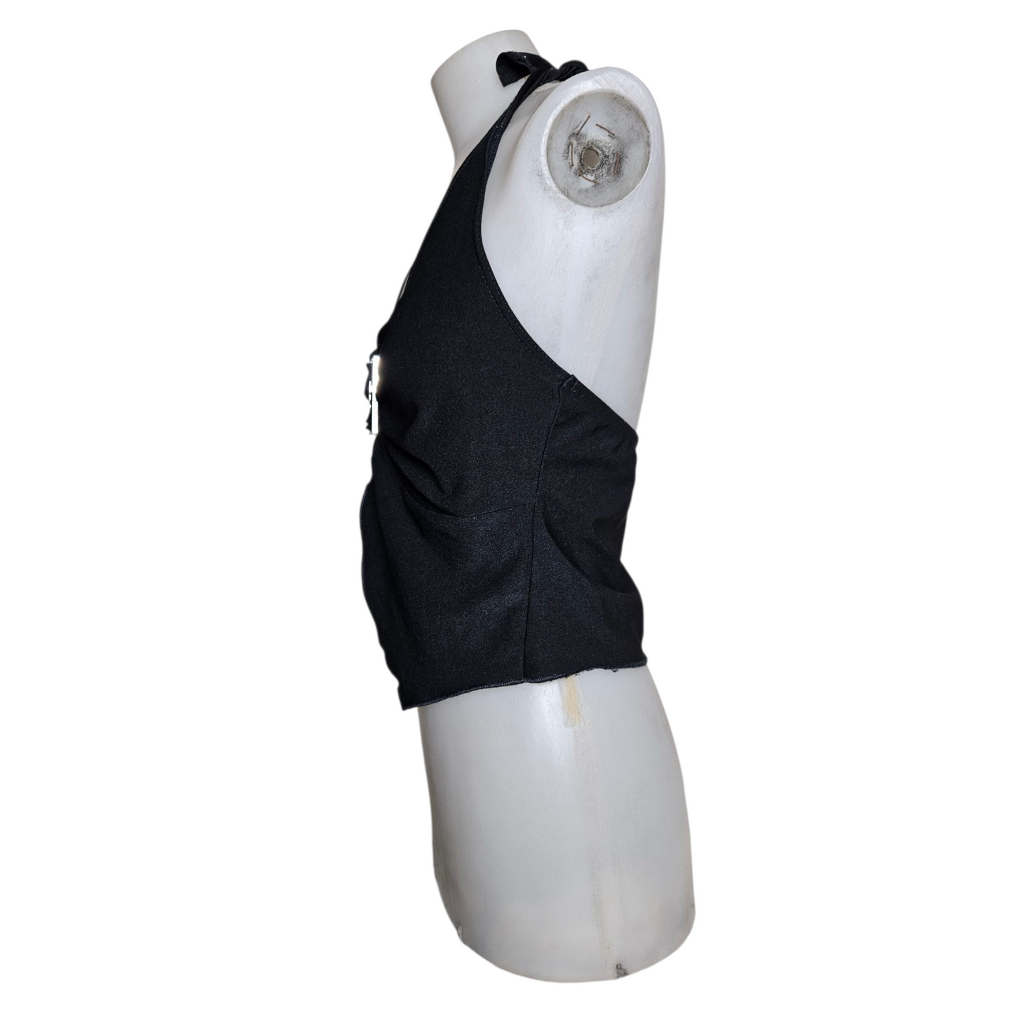 Black open back with silver buckle details