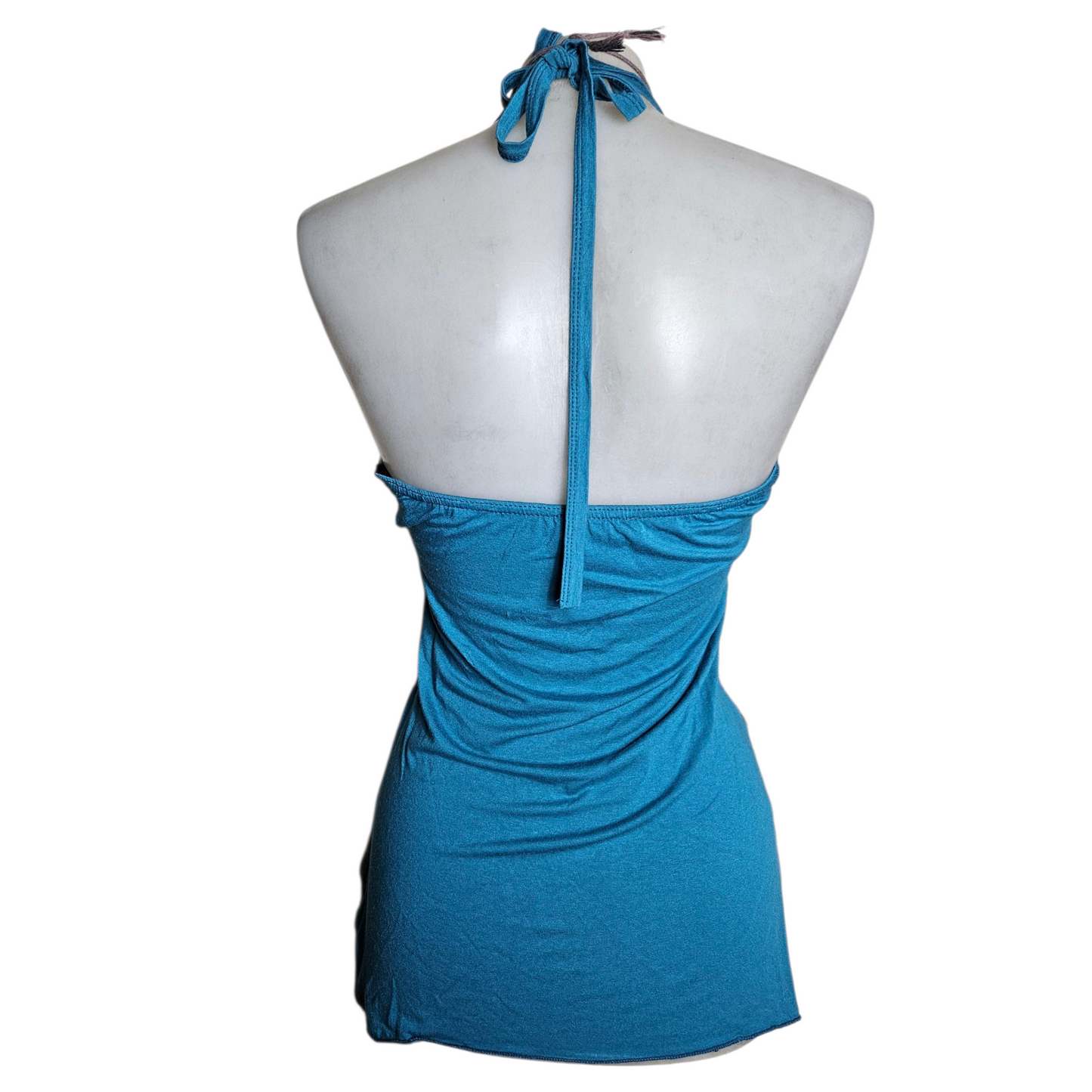 Blue and brown voile open back