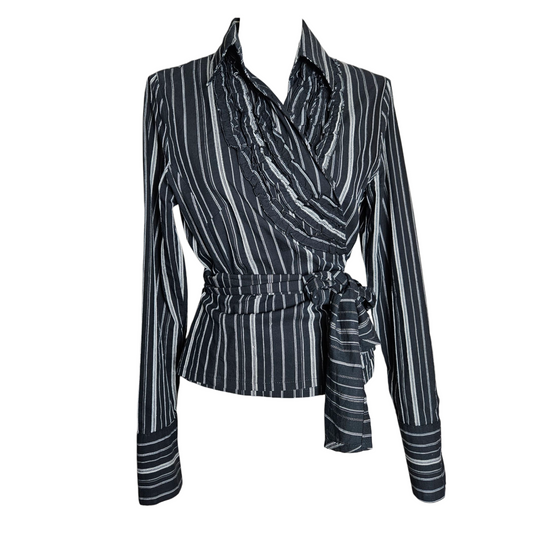 Striped wrap blouse