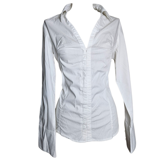 White shirt with hook and eye closure