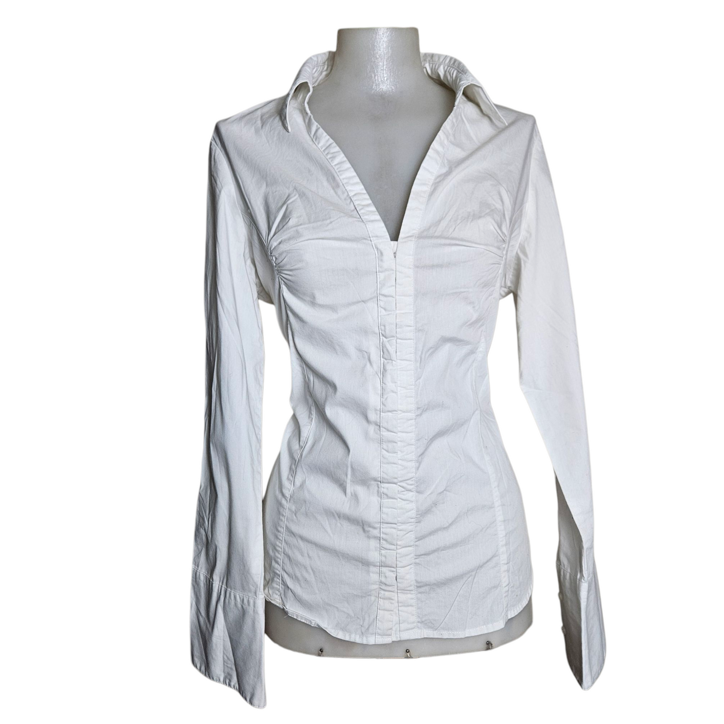 White shirt with hook and eye closure