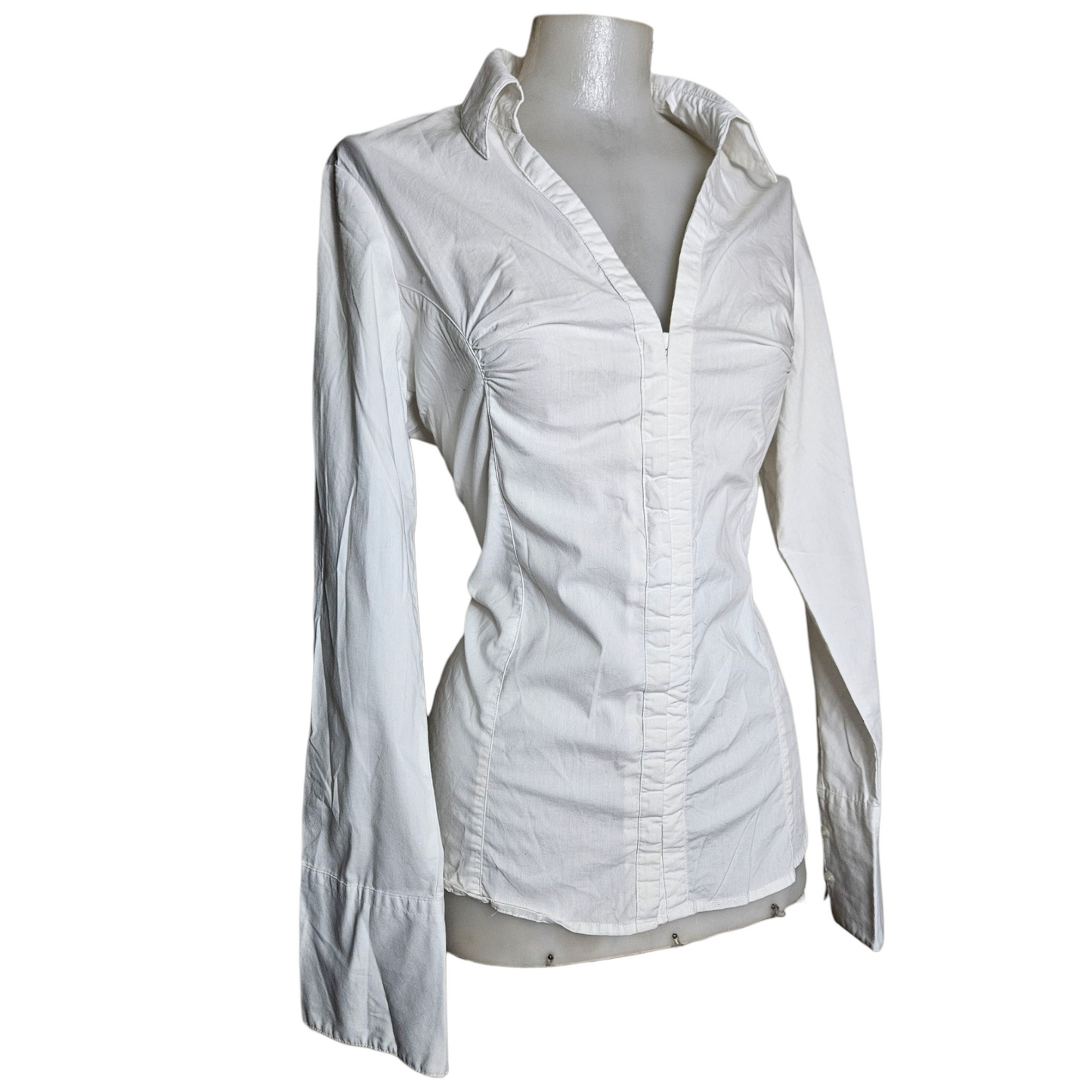 White shirt with hook and eye closure