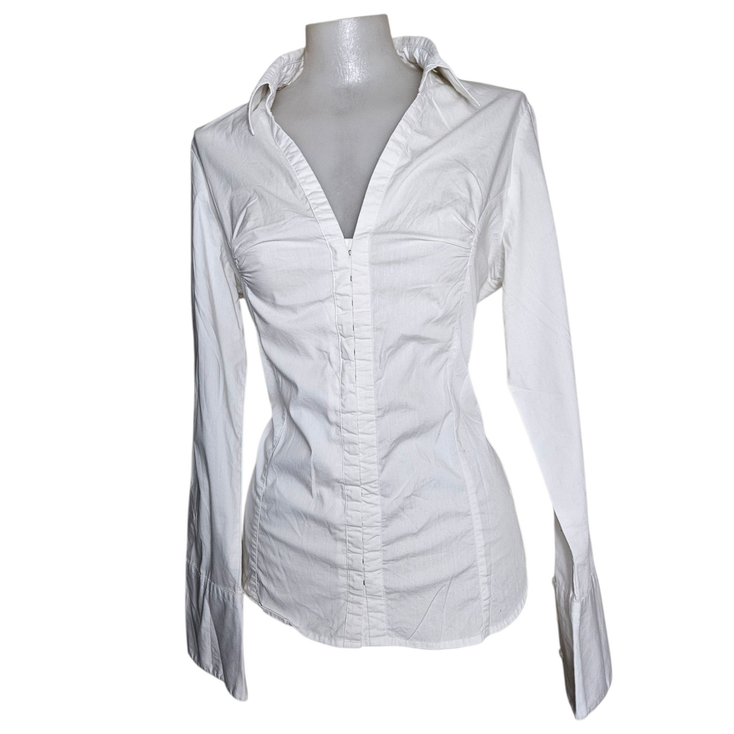 White shirt with hook and eye closure