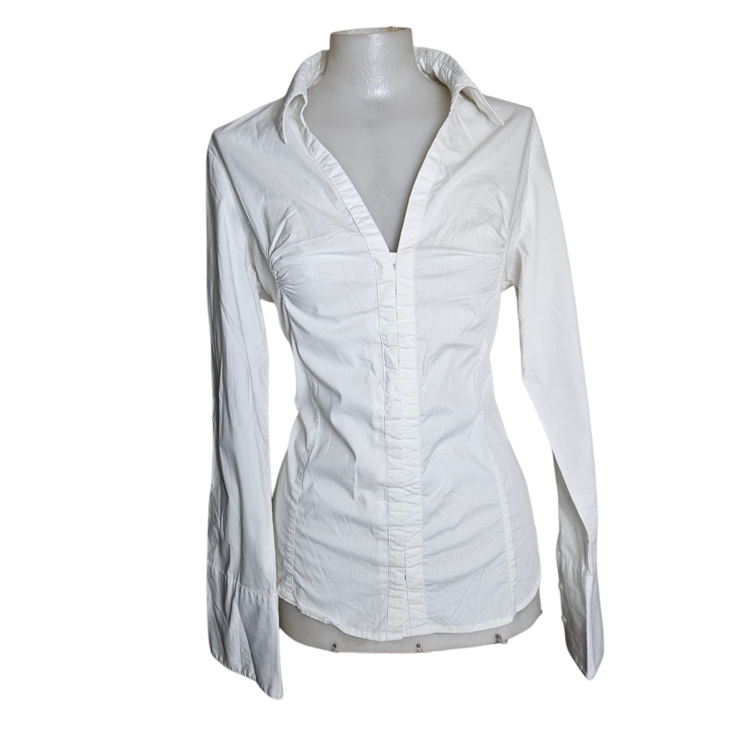 White shirt with hook and eye closure