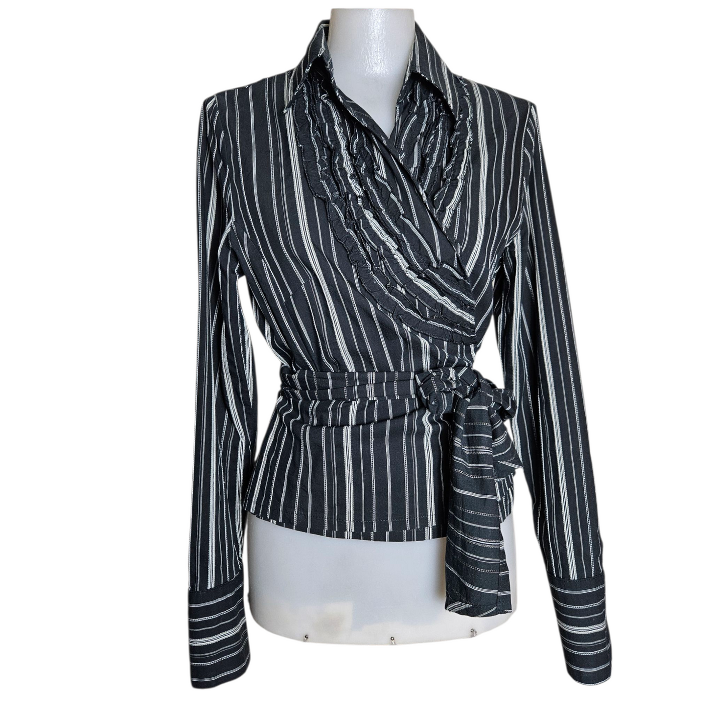 Striped wrap blouse