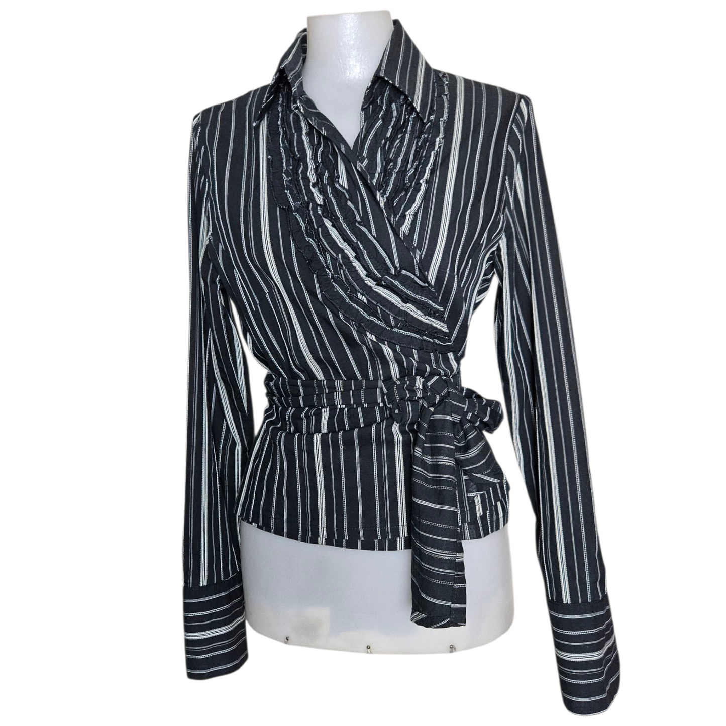 Striped wrap blouse