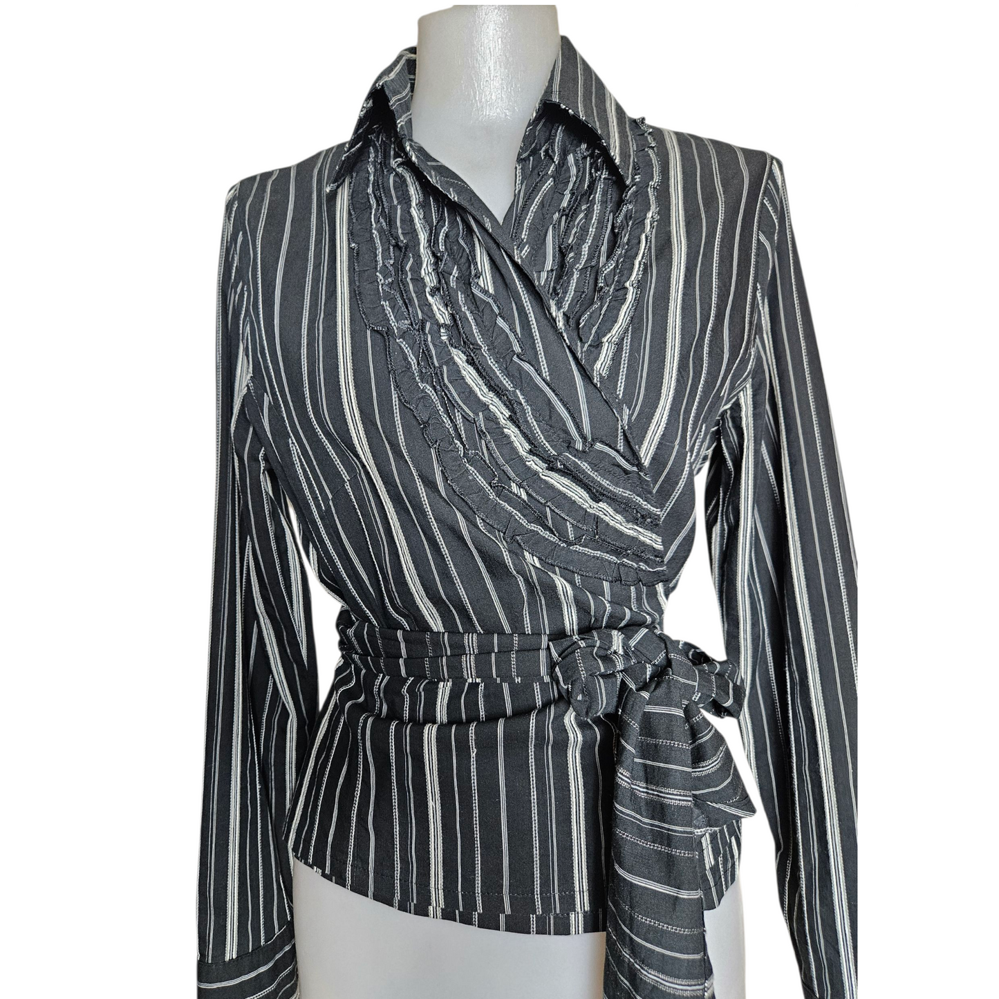 Striped wrap blouse