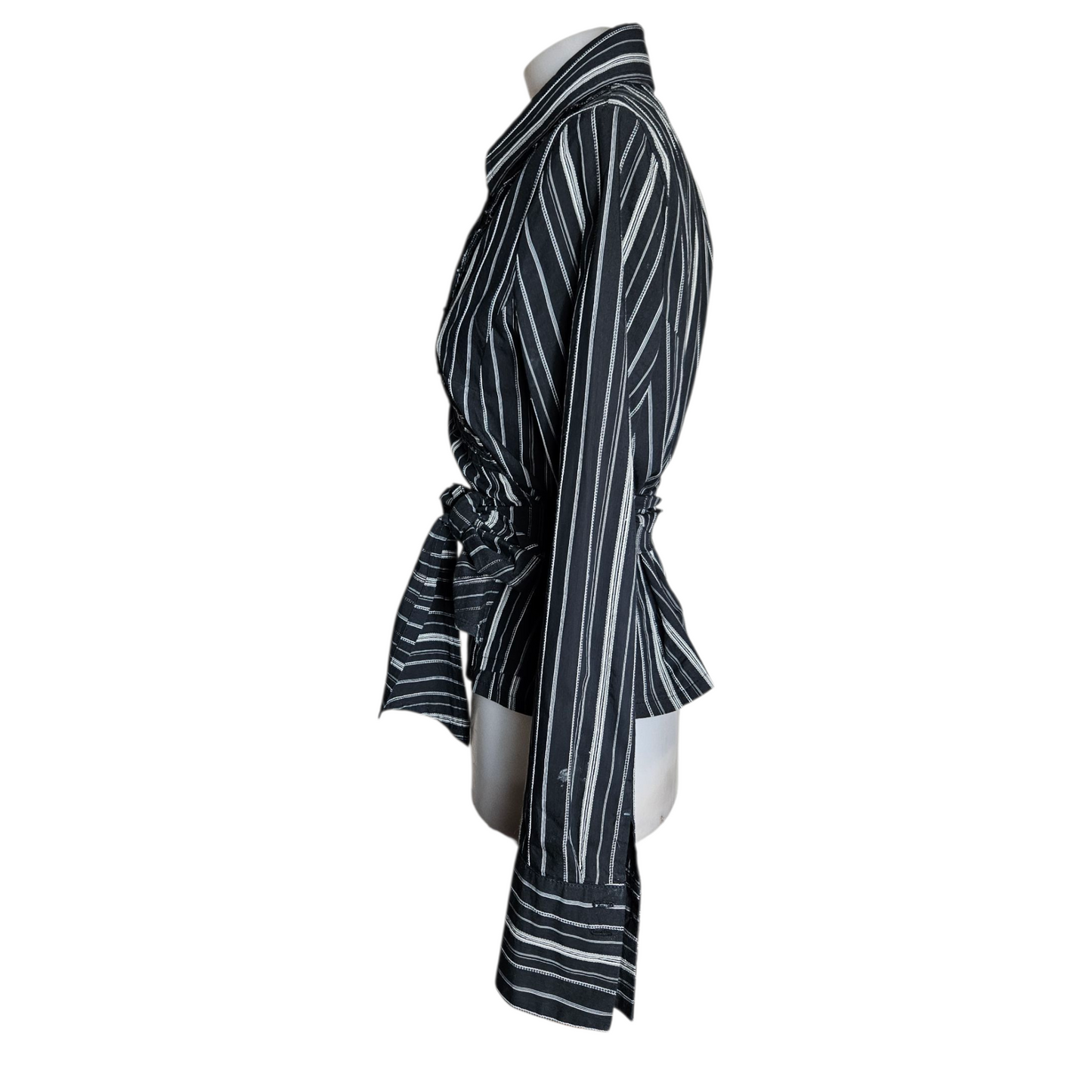 Striped wrap blouse