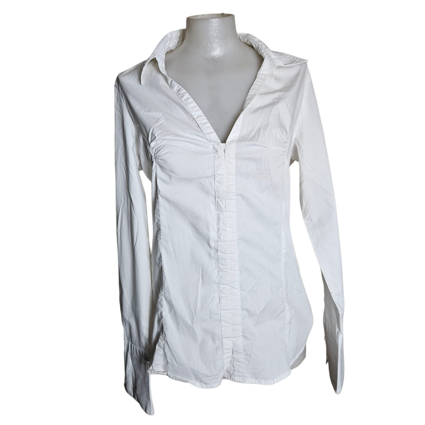 White shirt with hook and eye closure