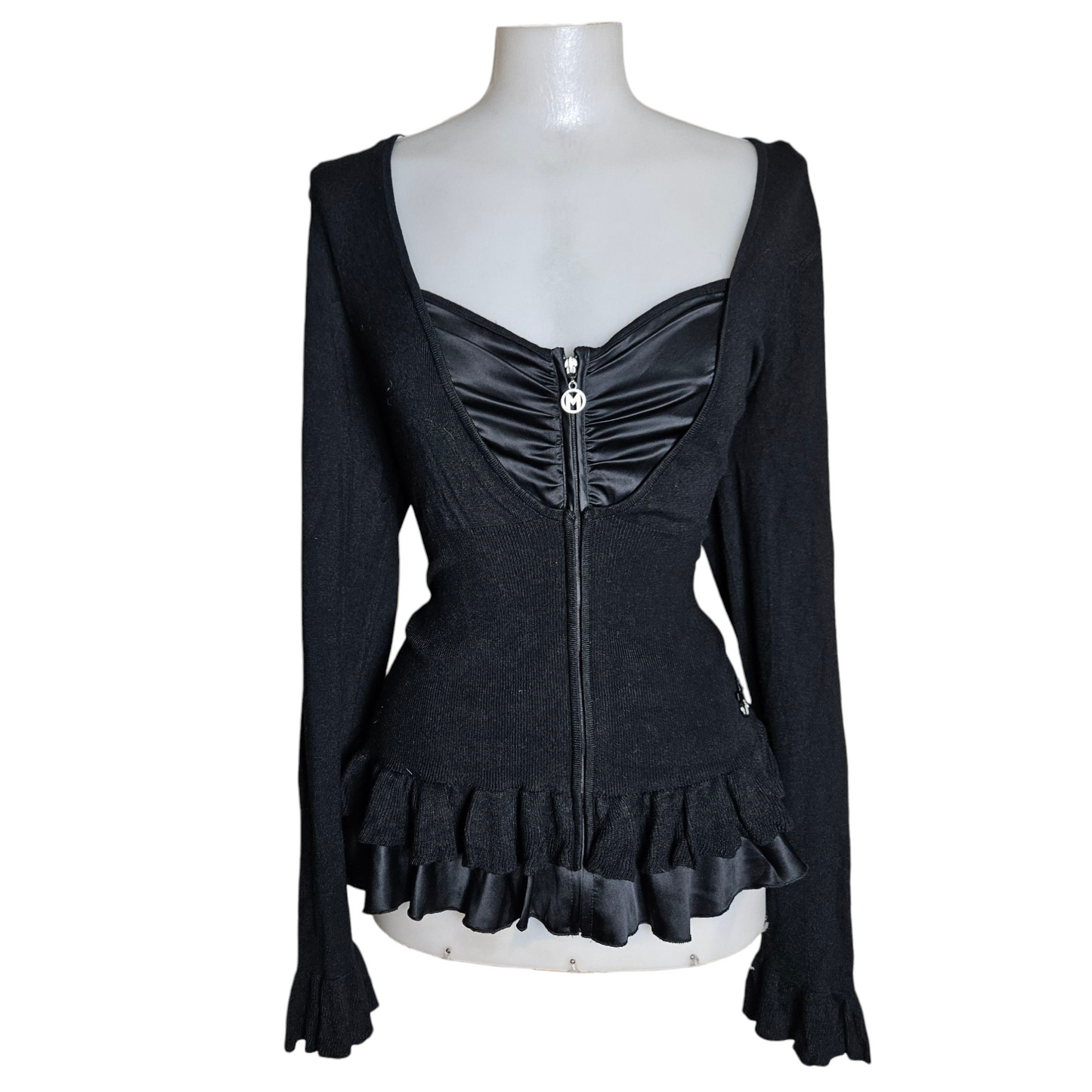 Two-material top with ruffled details