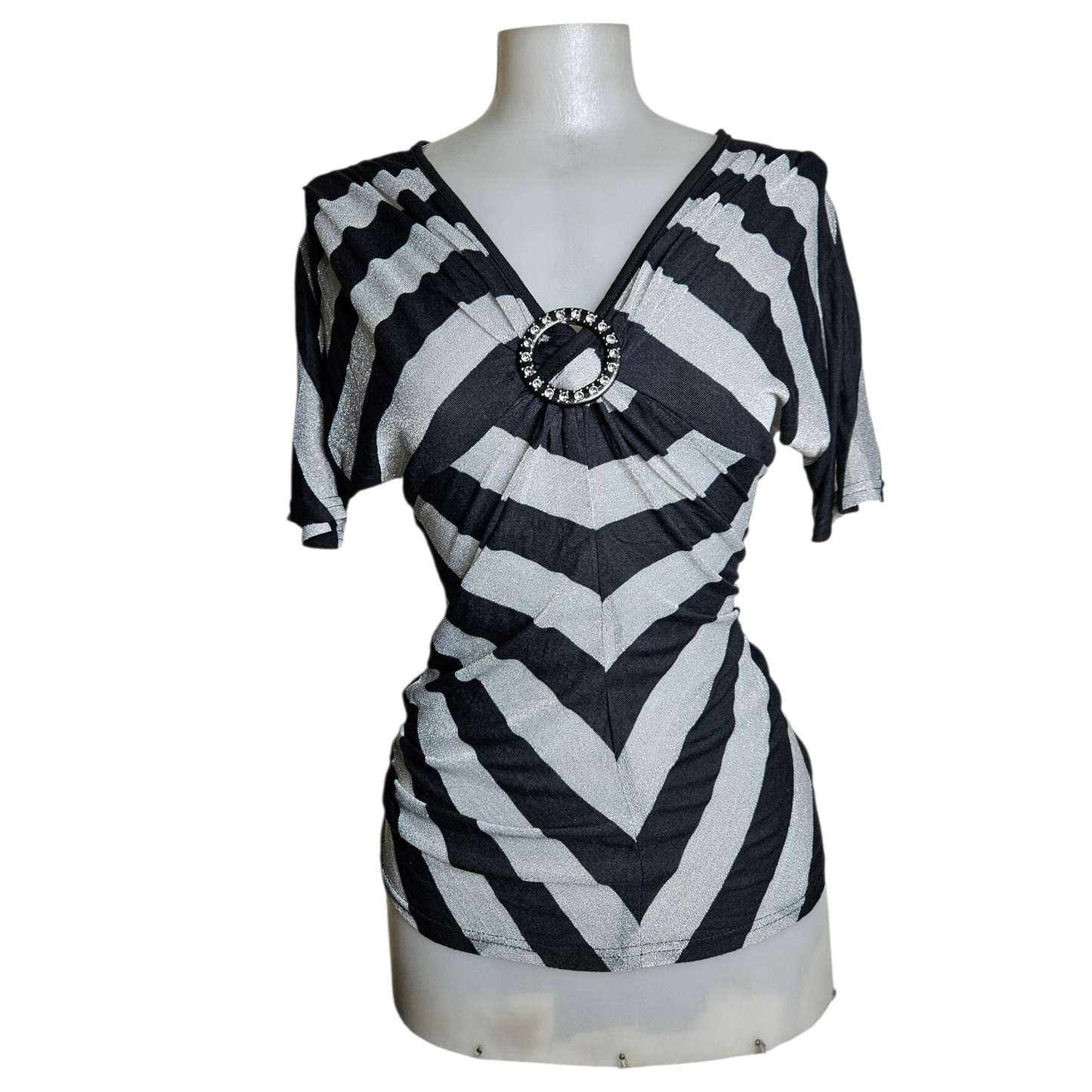 Striped top with buckle detail