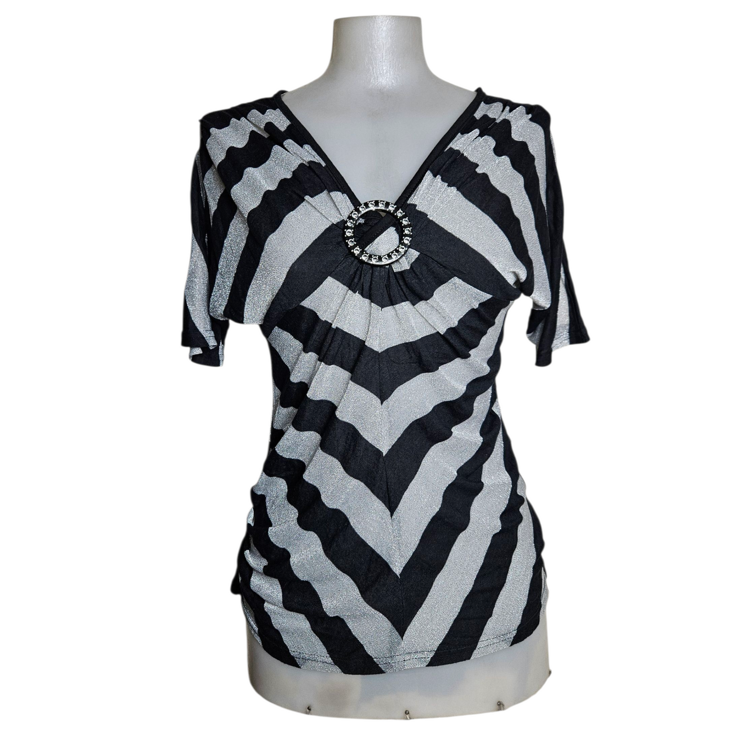 Striped top with buckle detail