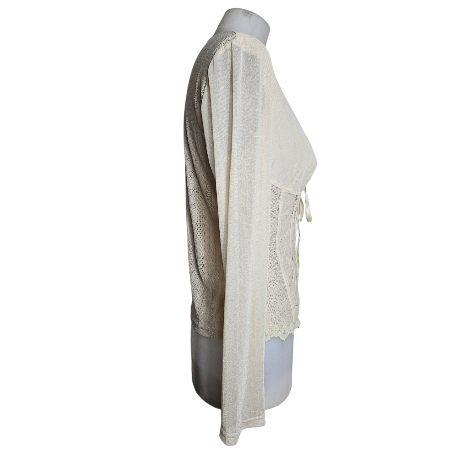 Lace and voile blouse with lacing
