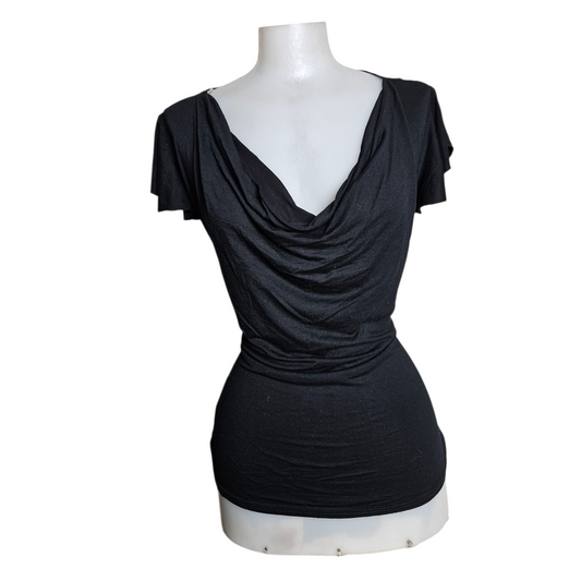 High cowl neck with lace back