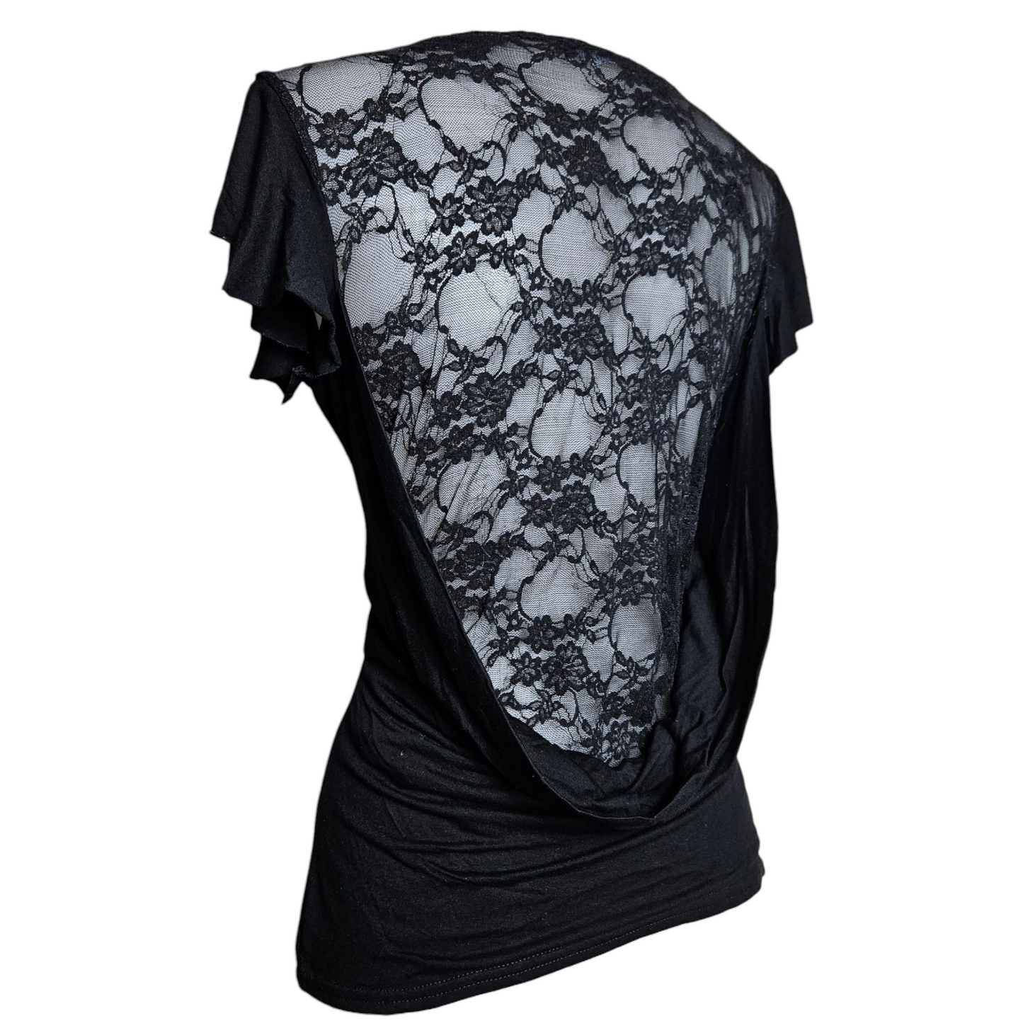 High cowl neck with lace back