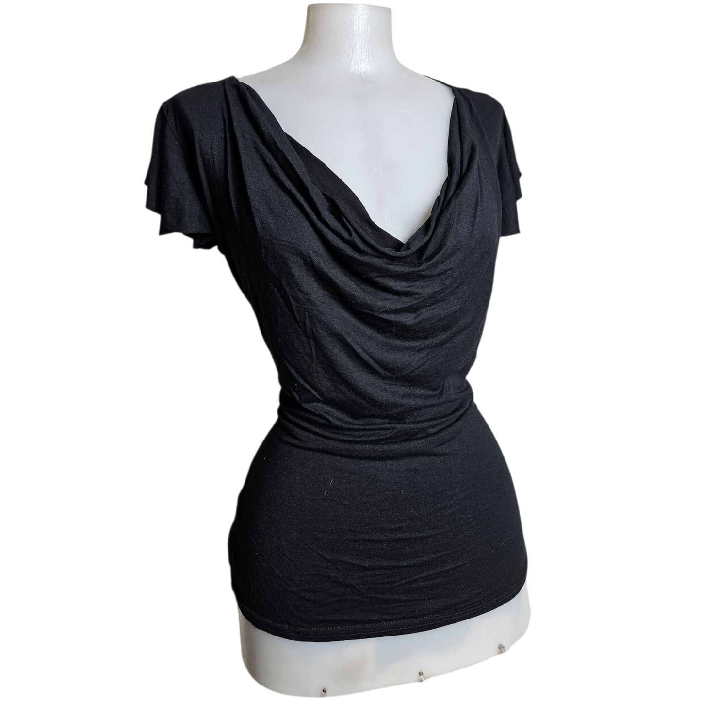 High cowl neck with lace back