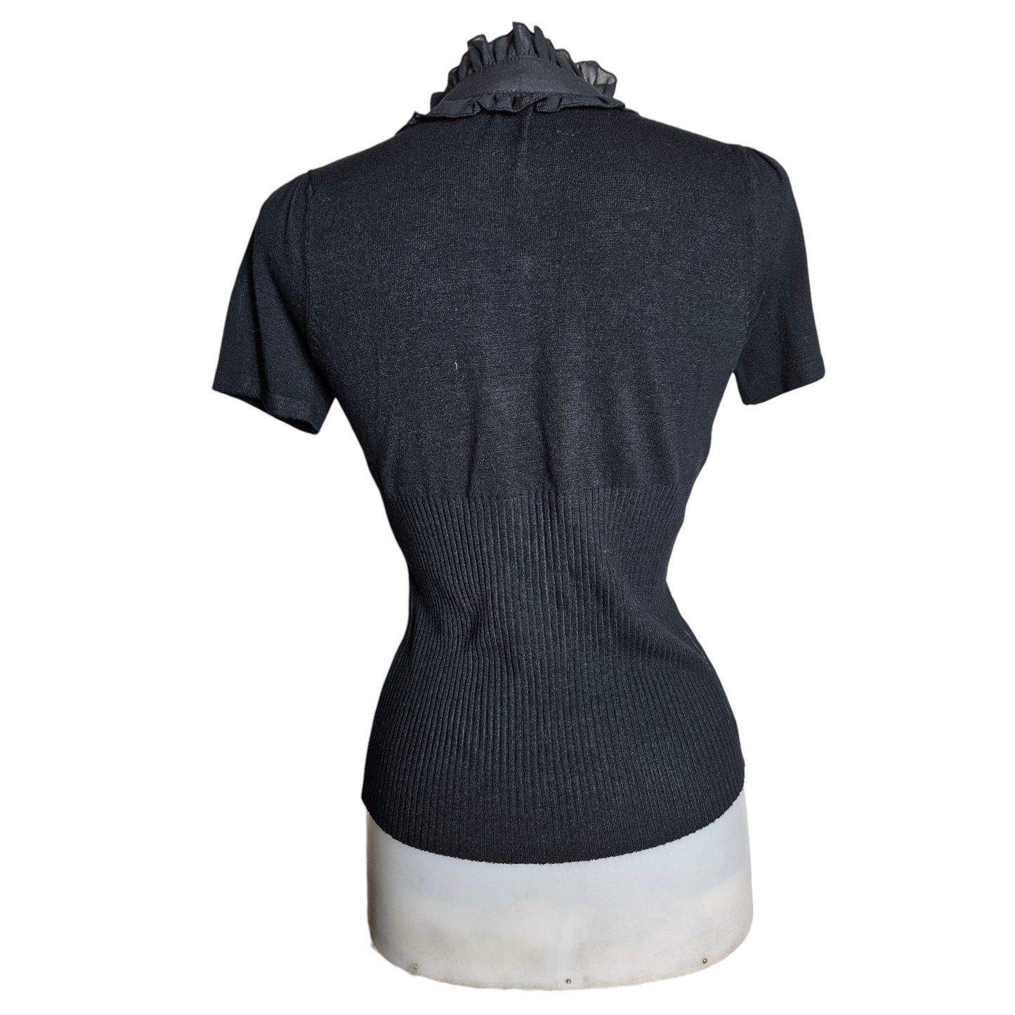 Short-sleeved lace high neck top