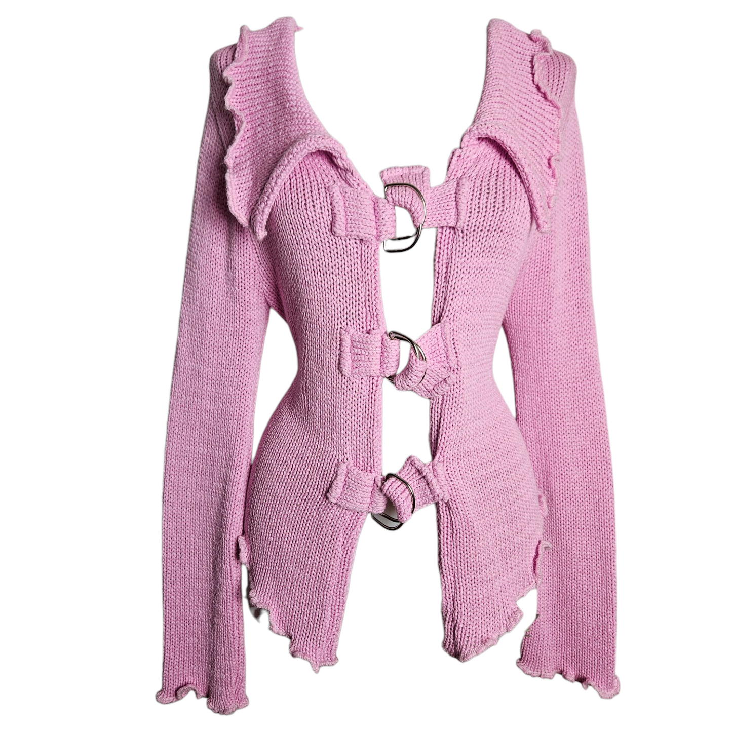 Cardigan en maille épaisse rose