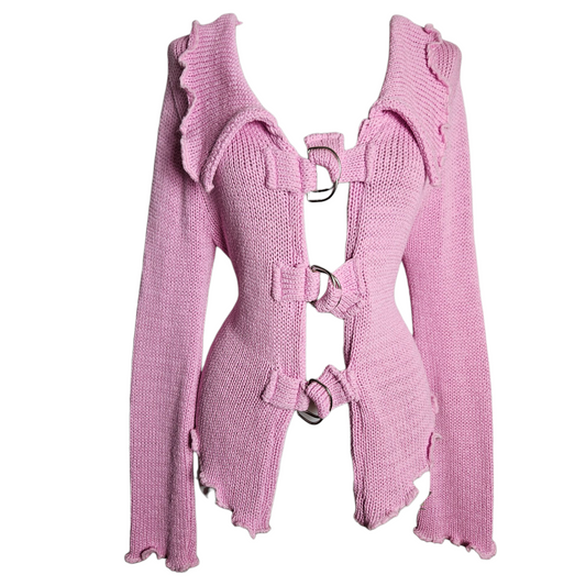 Cardigan en maille épaisse rose