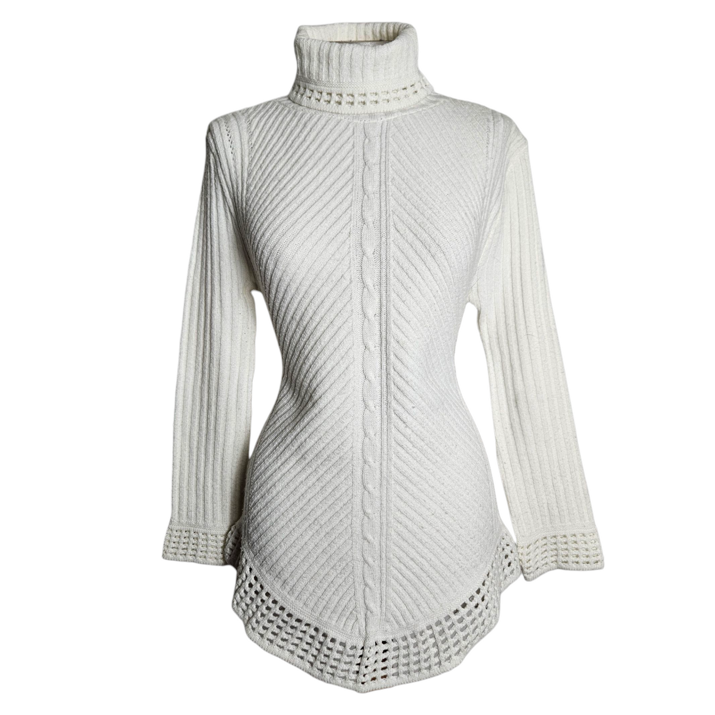 Pull col roulé blanc cassé