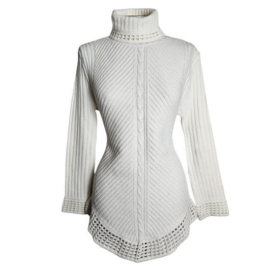 Pull col roulé blanc cassé
