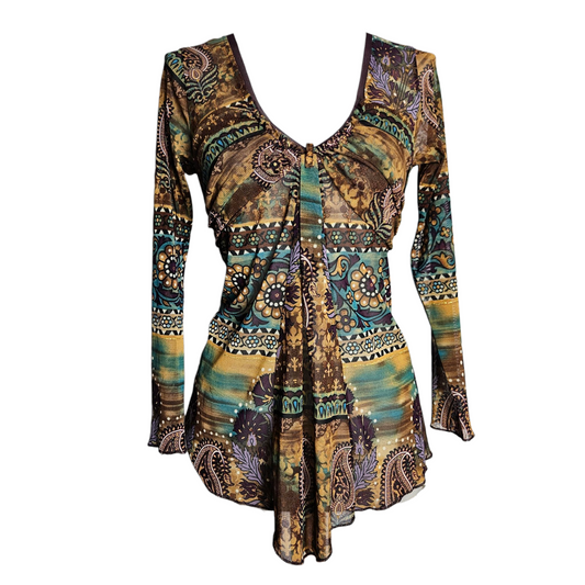 Haut en voile à arabesques et strass