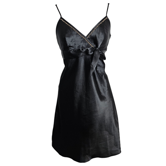 Robe nuisette satinée noire