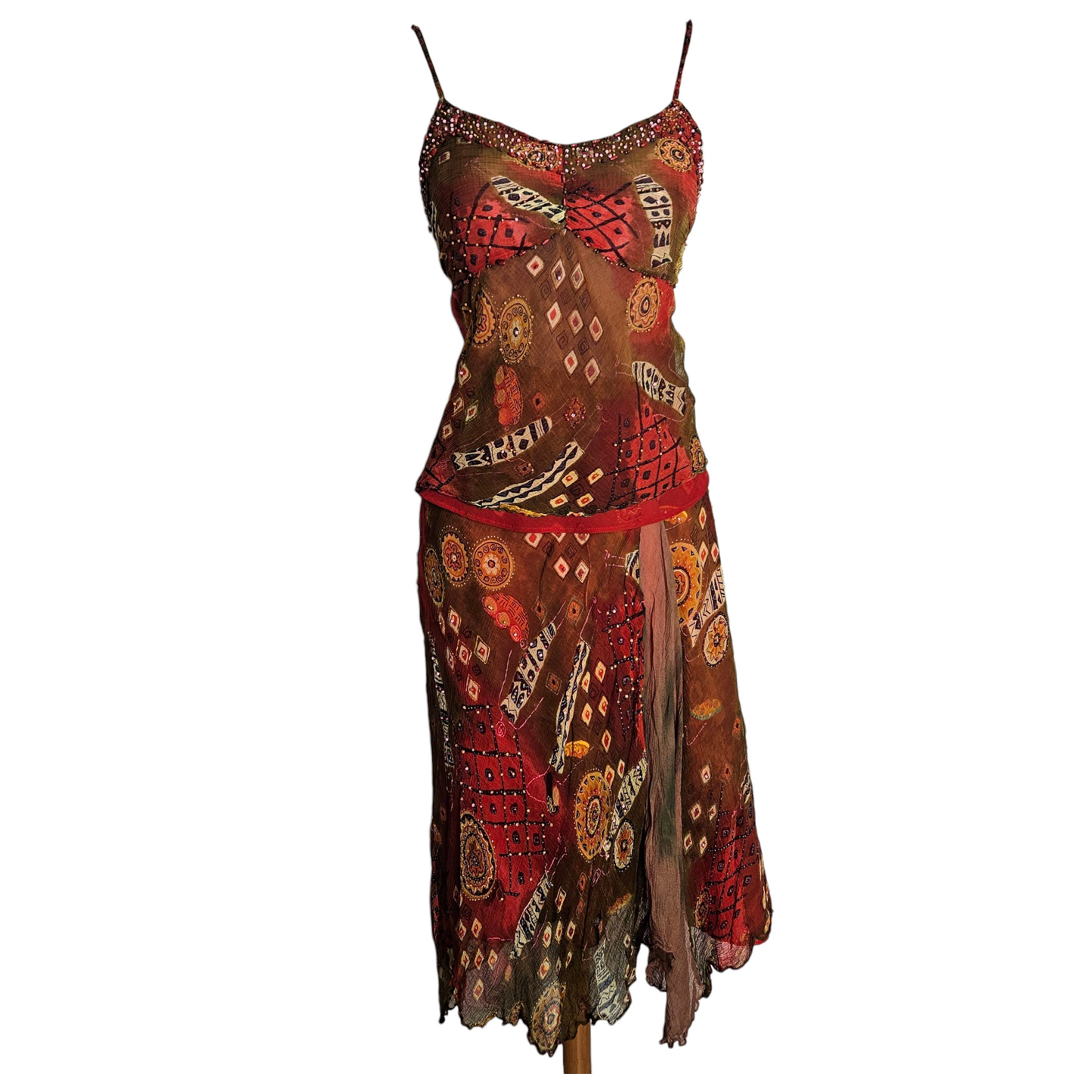 Ensemble René Derhy orange et rouge