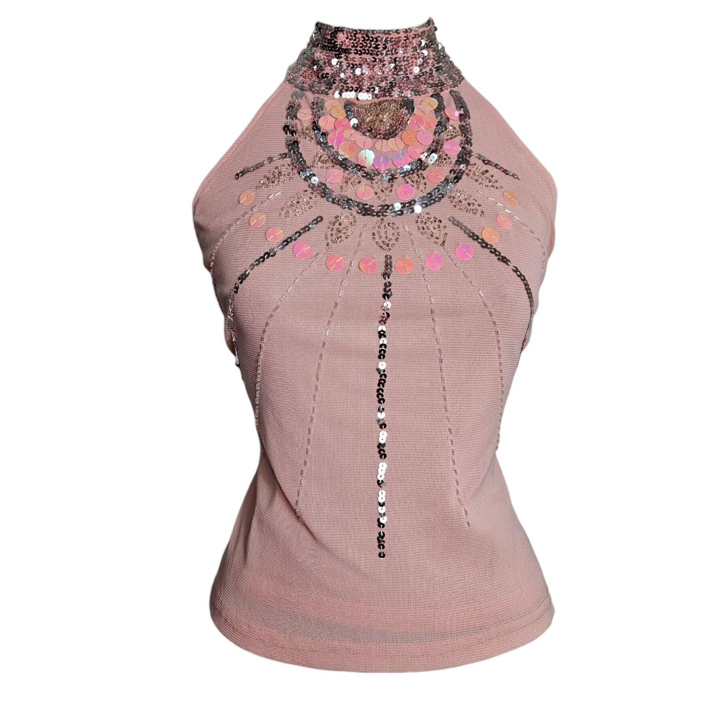 Dos nu en voile brodé de perles et sequins