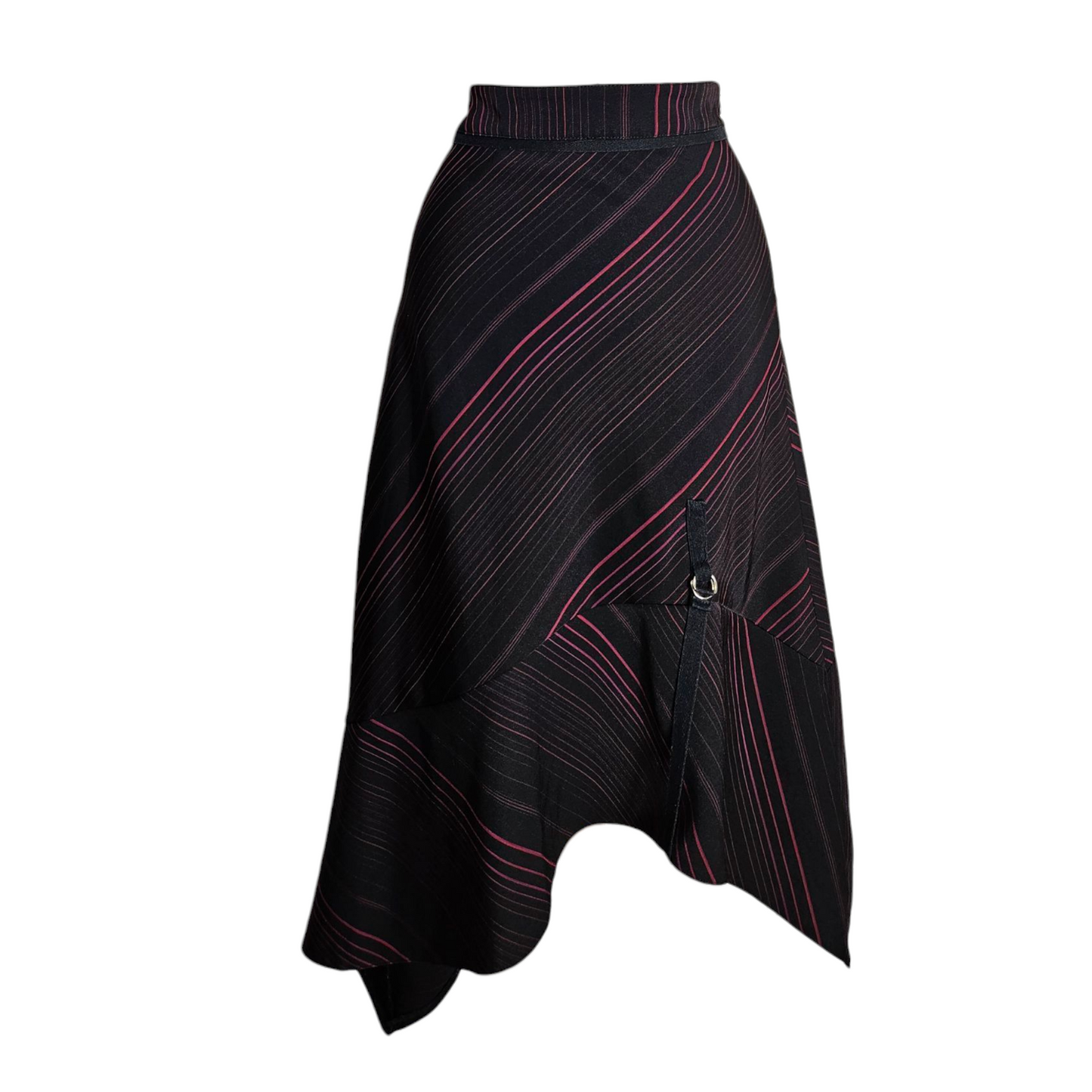 Jupe asymétrique rayée rouge et noire