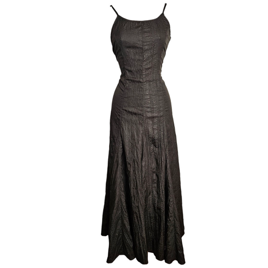 Maxi robe satinée marron légère strass