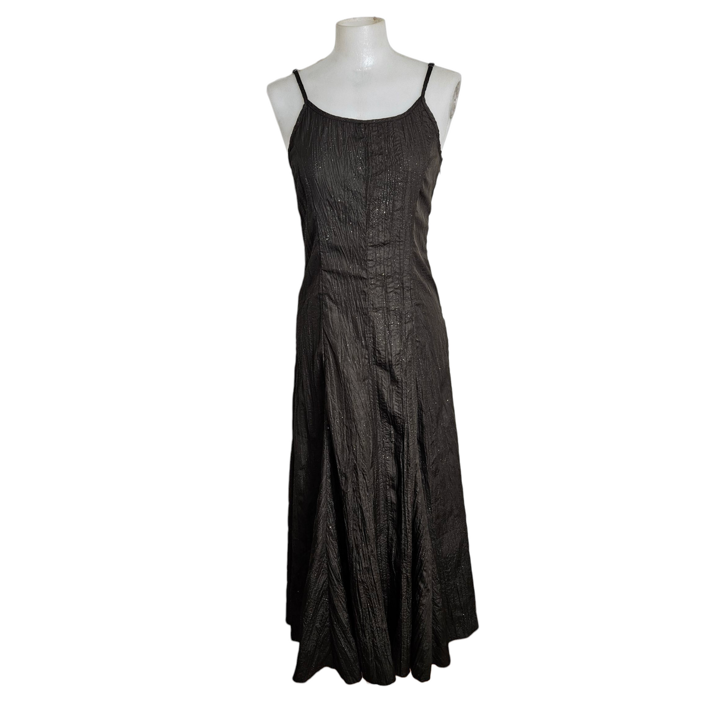 Maxi robe satinée marron légère strass