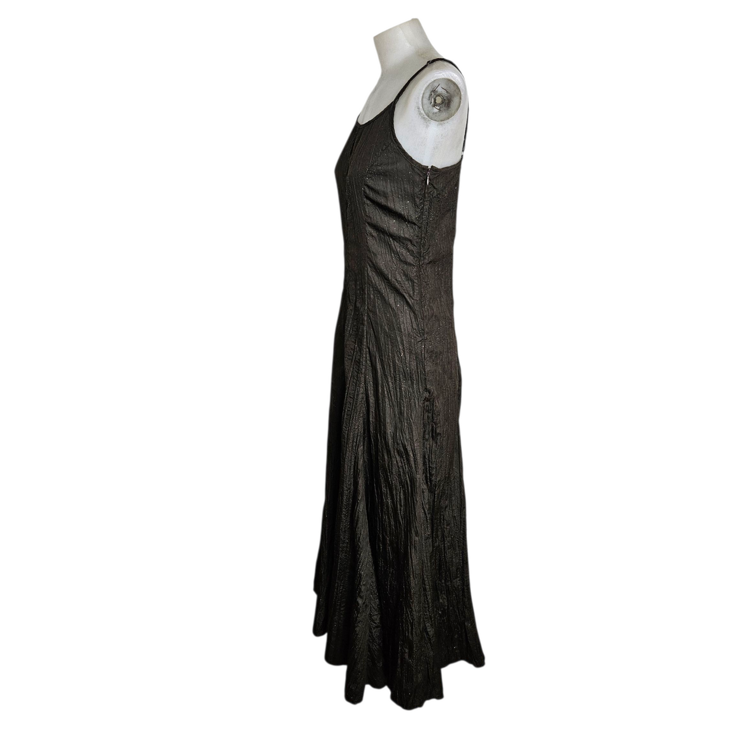 Maxi robe satinée marron légère strass