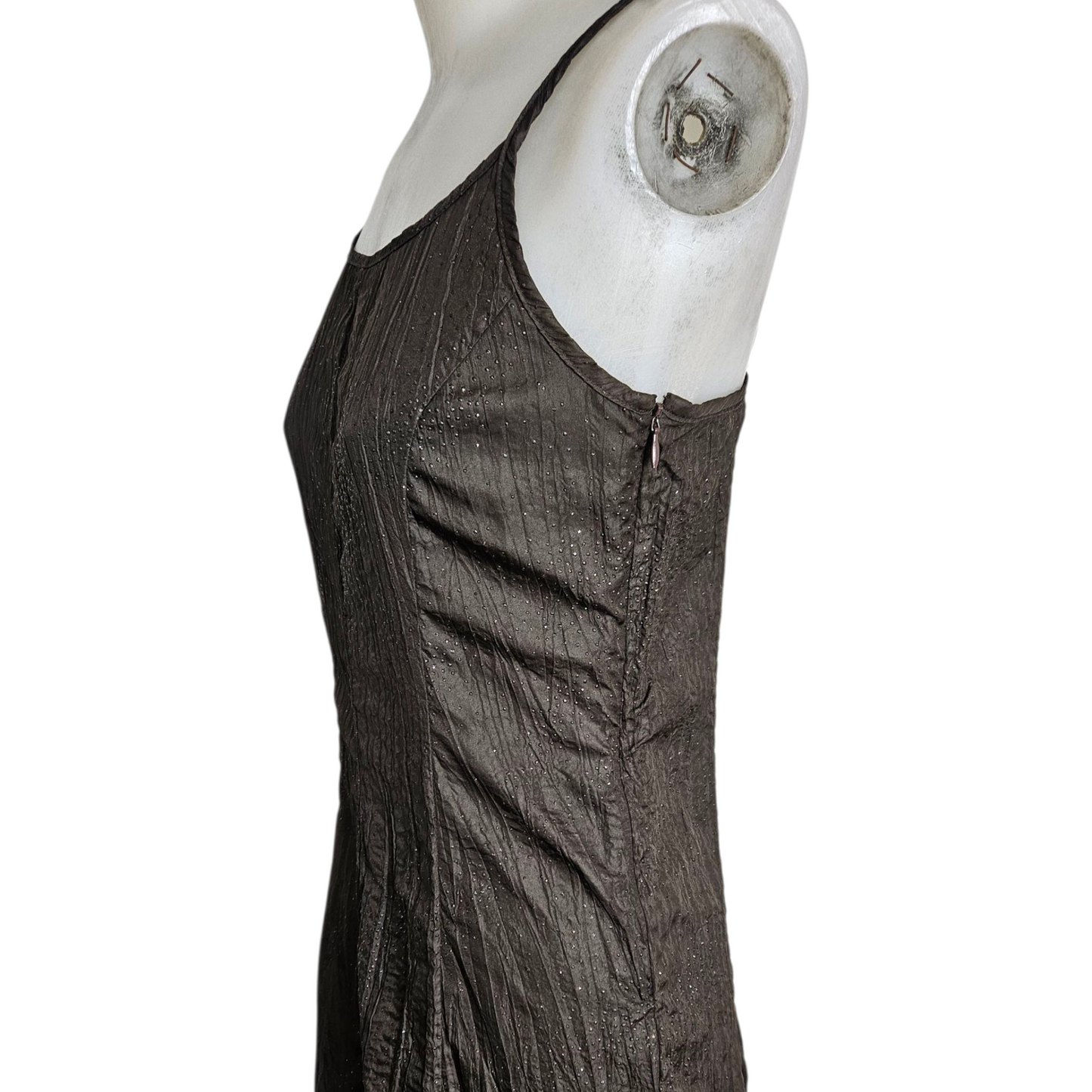 Maxi robe satinée marron légère strass