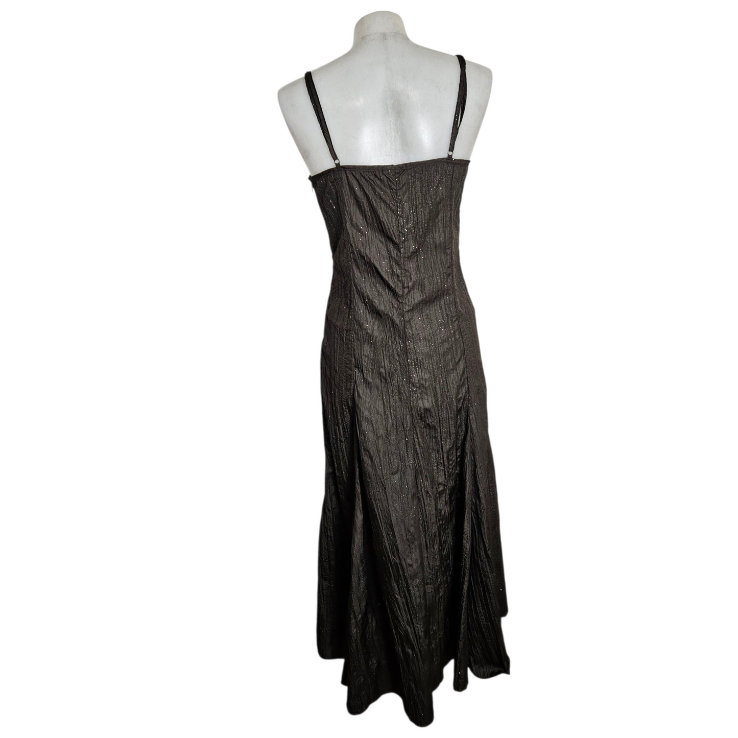 Maxi robe satinée marron légère strass
