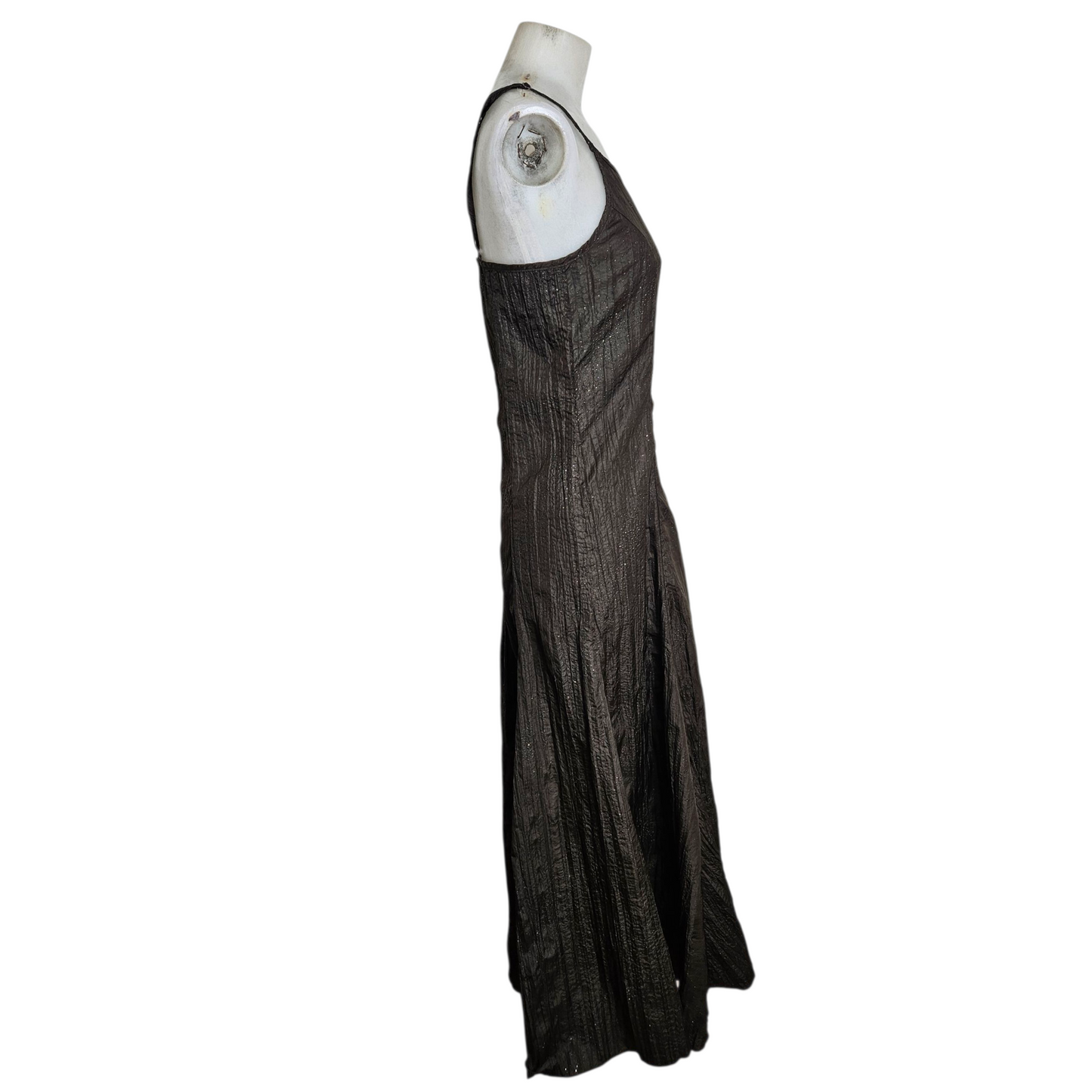 Maxi robe satinée marron légère strass