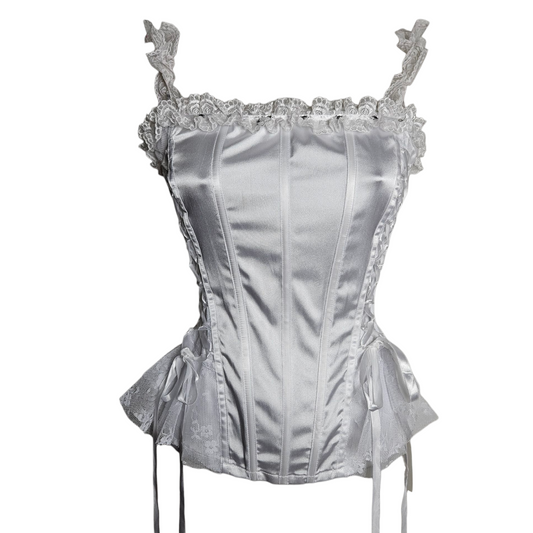 Haut esprit corset blanc satiné