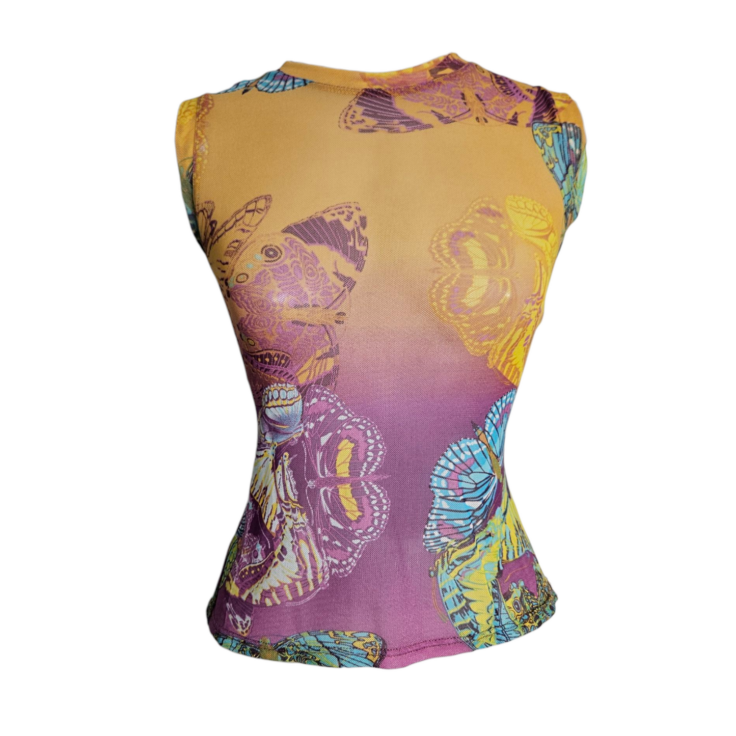 Haut en voile motif papillon multicolore