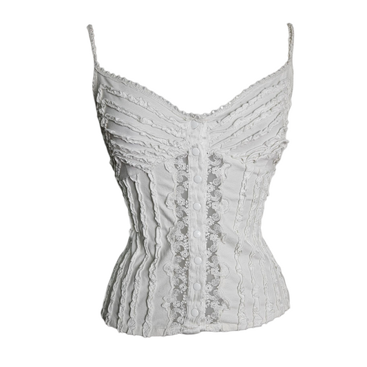 Haut blanc détails volants et boutonnage