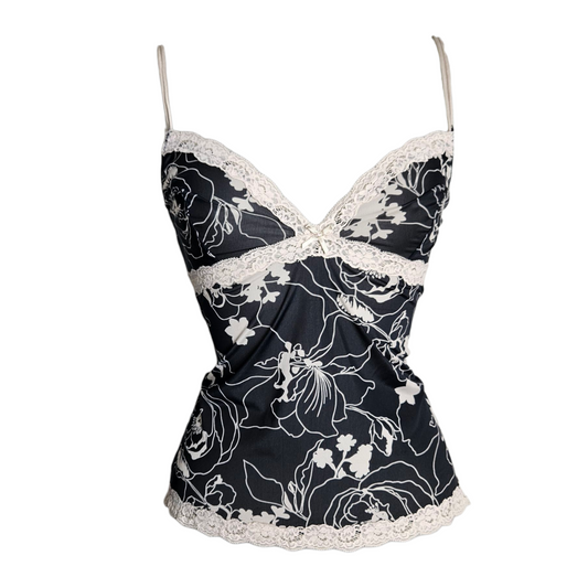 Caraco fleuri détails dentelle