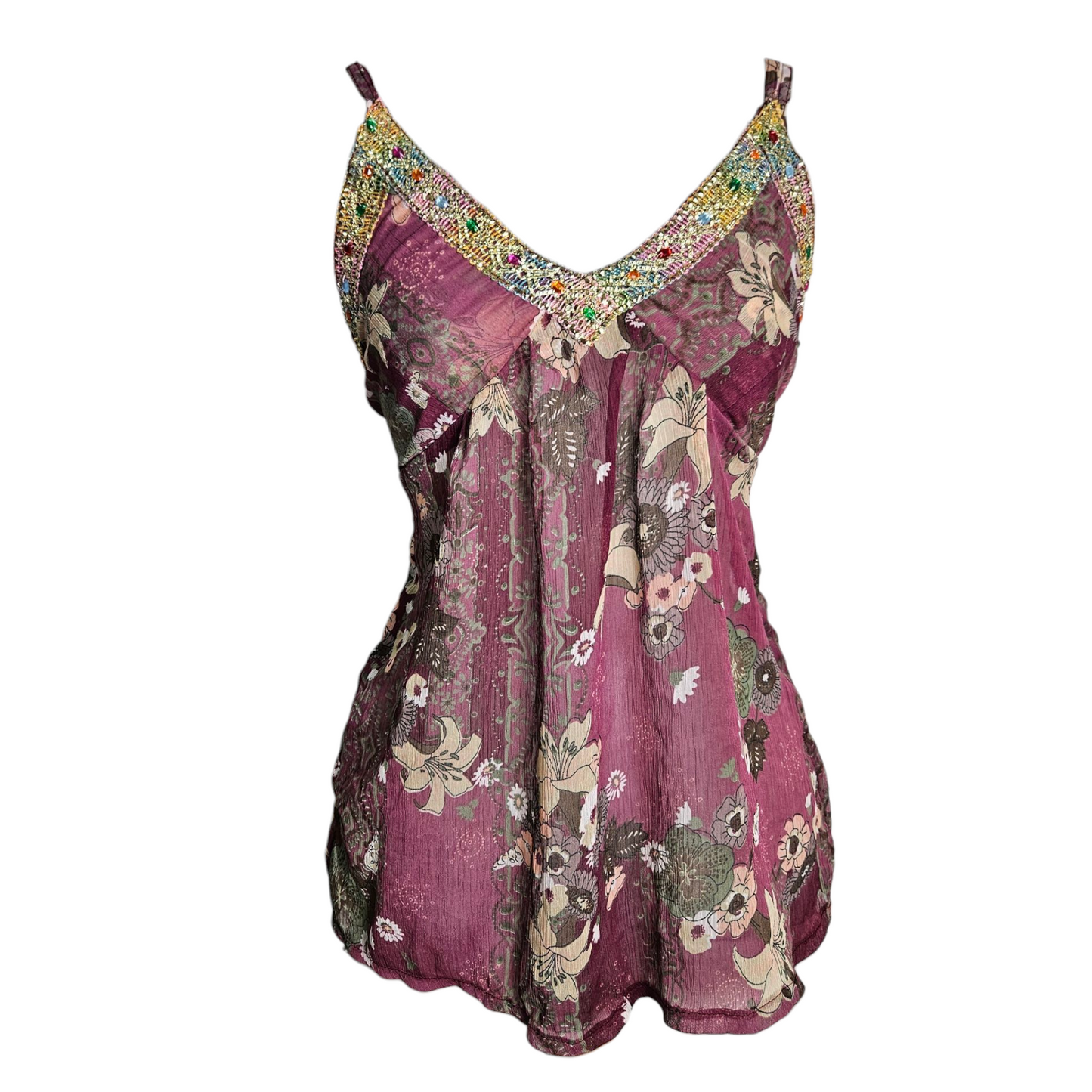 Haut en voile décolleté brodé