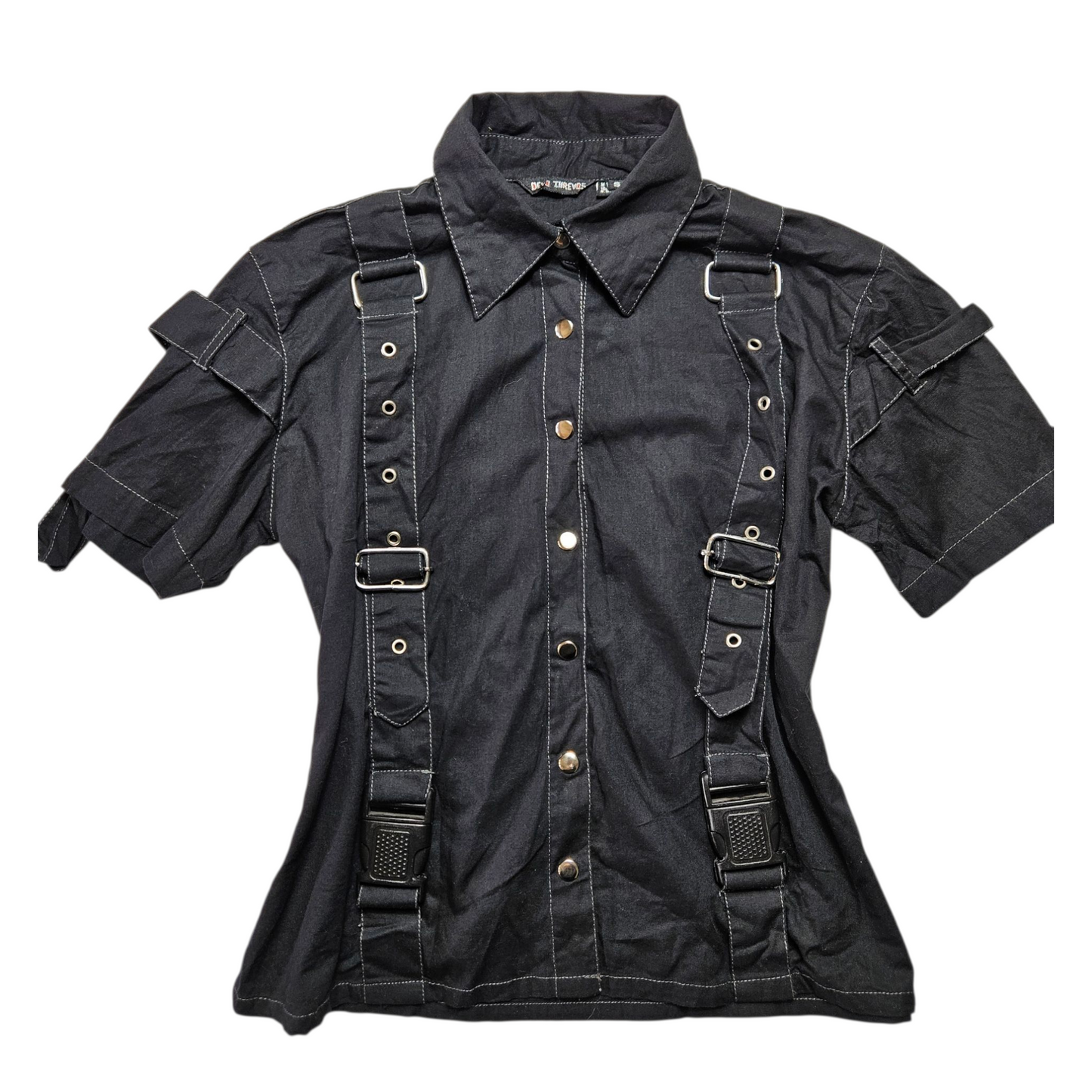 Chemise manches courtes détails sangles